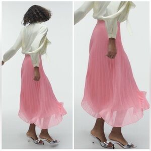 Zara pink pleated maxi skirt (only worn once)